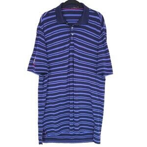 RALPH LAUREN RLX Men’s LARGE Polo Shirt Striped Navy‎ Purple Golf Casual